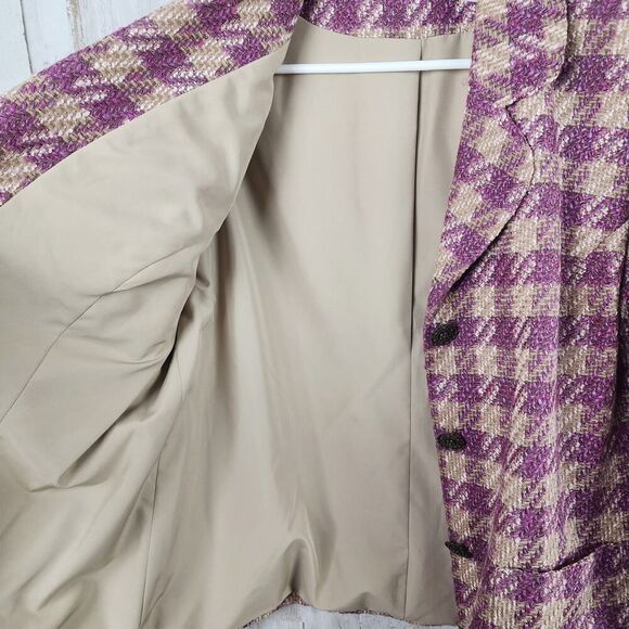 Alfred Dunner Blazer Purple Tan Check Size  12P - Picture 7 of 11